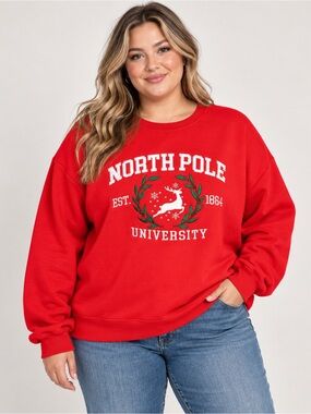 North Pole University Christmas Sweatshirt XXL Red